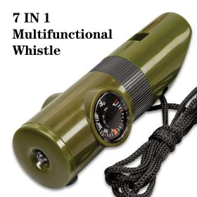 ABS 7 In 1 Multifunctional Survival Whistle With LED Light; Compass; Thermometer; Magnifying Glass; Mirror; Suitable For Camping; Hiking; Outdoor Esse