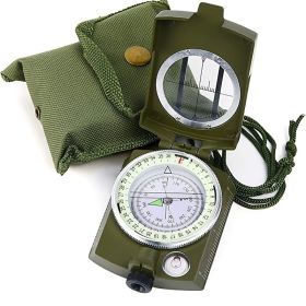 Military Lensatic Sighting Compass; Survival Tactical Backpacking Compact; Handheld Gear With Carry Bag; Waterproof Compass For Hiking Camping Hunting