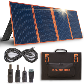 King Boss Portable 120w Solar Panel High Efficiency Waterproof, Multiple Outputs 3-Kickstand, Foldable Design for Optimal Solar Coverage