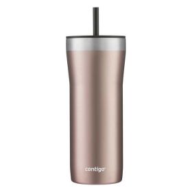 Contigo Streeterville Stainless Steel Tumbler with Plastic Straw and Splash-Proof Lid, Pink, 32 fl. oz