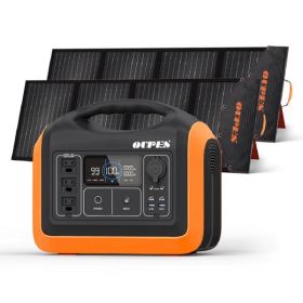 OUPES 1200W Portable Power Station+2*100W Solar Panel for Camping Emergency