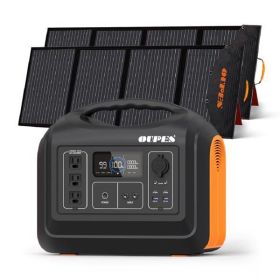 OUPES 1800W Portable Power Station+2*100W Solar Panel for UsePower to RV Trip