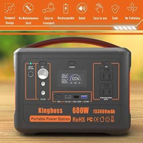 Portable Power Station 110V/600W 568Wh Lithium Battery Pure Sine Wave AC Outlet DC USB Solar Generator Supply for Emergency Outdoor Travel Camping Fis
