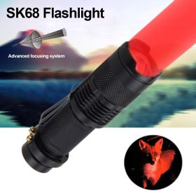 Mini Strong Light Flashlight Red White Green Blue Telescopic Zoom (Color: Red)