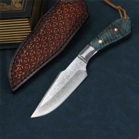Damascus VG10 Steel Core High Hardness Forging Straight Knife (Color: Blue)
