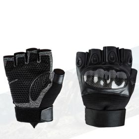 Tactical Gloves Full-Finger Half-Finger Stab-Resistant Outdoor Hunting Riding Hiking (Option: Carbon fiber half finger-XL)