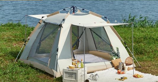 Foldable Automatic Thickening Sunscreen Wild Picnic Home Full Set Camping Tent (Option: Cloud gray34-4 Style)