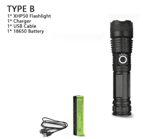 XHP70.2 Powerful USB Led Flashlight (Option: P50+18650-US)