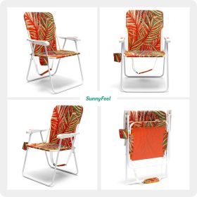 Tall Folding Beach Chair Lightweight, Portable High Sand Chair For Adults Heavy Duty 300 LBS Cup Holders, Foldable Camping Lawn Chairs For Camping (Option: Orange bamboo)