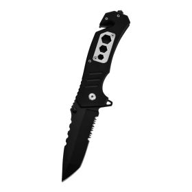 Outdoor Multifunctional Rescue Folding Knife (Color: Black)