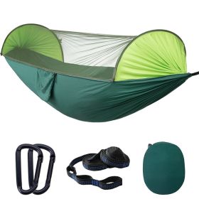 Camping Outdoor Automatic Speed Open Hammock Mosquito Net (Color: Green)