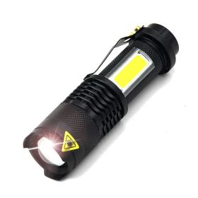 Mini Aluminum Alloy Strong Light Flashlight Outdoor Lighting (Color: Black)