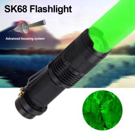 Mini Strong Light Flashlight Red White Green Blue Telescopic Zoom (Color: Green)