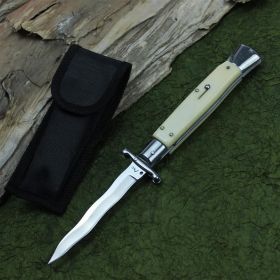 High Hardness Outdoor Stainless Steel Folding Knife (Option: White stipe-Snake blade)