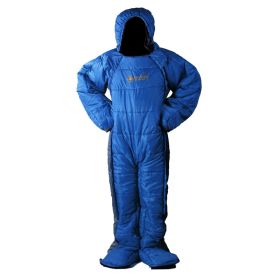 Blue Gray Color Patchwork Humanoid Sleeping Bag Human Body Can Walk Camping (Option: Blue-M)