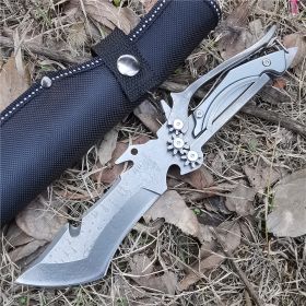 Mechanical Tools Knife Vehicle Camping Meat Cutting Straight Knife (Color: Grey)