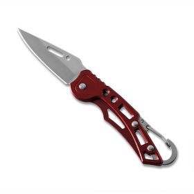 Outdoor Folding Portable Stainless Steel Self-defense Mini Key Knife (Color: Red)
