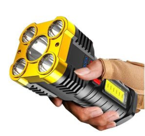 ABS Flashlight Outdoor Led Home Portable (Color: Gold)