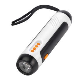 Outdoor Travel Emergency FM Rechargeable Alarm Flashlight (Color: White)