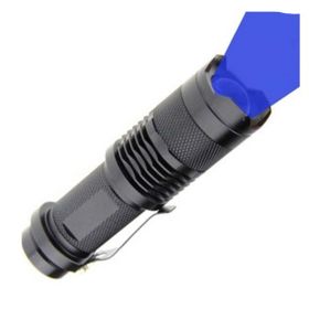 Mini Strong Light Flashlight Red White Green Blue Telescopic Zoom (Color: Blue)