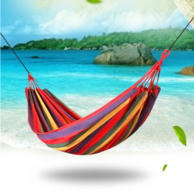 Outdoor Thickened Canvas Leisure Hammock (Option: Single Red Stripe 280x80)