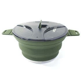 Outdoor Portable Travel Collapsible Pot Picnic Supplies (Option: Single Pot Dark Green)