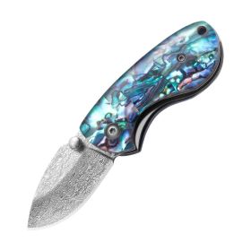 Damascus Folding Knife Outdoor Mini Portable (Option: Colored shell)