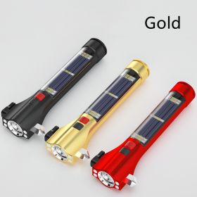 Multifunctional Strong Light Flashlight Car Safety Cone (Color: Gold)