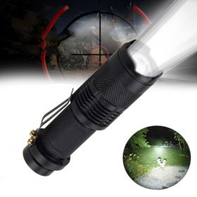 Mini Strong Light Flashlight Red White Green Blue Telescopic Zoom (Color: White)