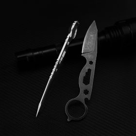 Wilderness Survival Small Straight Knife Hunting Knife Pocket Knife (Color: Black)