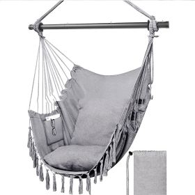 Folding Reinforced Iron Pipe Outdoor Hammock Anti-rollover Bedroom Swing Hanging Chair (Option: Light Grey-Common accessories)
