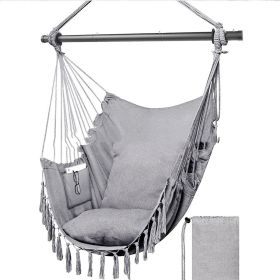 Folding Reinforced Iron Pipe Outdoor Hammock Anti-rollover Bedroom Swing Hanging Chair (Option: Light Grey-Common accessories)