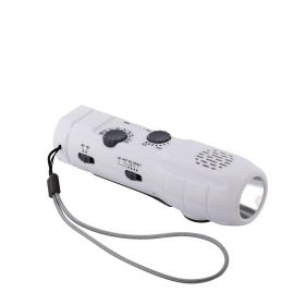 Hand-cranked Multifunctional Flashlight Radio Emergency Mobile Phone Charging Function (Color: White)