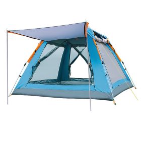 Fully Automatic Speed  Beach Camping Tent Rain Proof Multi Person Camping (Option: Extra large silver glue blue-Tents and tide MATS)