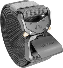 JUKMO Tactical Belt; 1.5" Nylon Web Work Belt, Heavy Duty Quick Release Buckle (Color: Gray, Size: M)