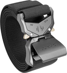 JUKMO Tactical Belt; 1.5" Nylon Web Work Belt, Heavy Duty Quick Release Buckle (Color: Black, Size: L)