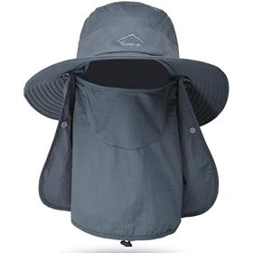 Fishing Hat/Boonie Hat; Sun Wide Brim Hat with Face Cover & Neck Flap, Hiking Fishing (Color: Dark Grey)