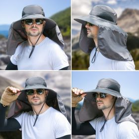 Wide Brim Fisherman's Hat with Neck Flap; Adjustable Waterproof Quick-drying Outdoor Hiking Fishing Cap For Men Women (Color: Dark Gray, Size: 58-60cm/22.83-23.62in)