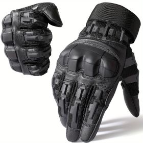 Tactical Gloves for Men - Touch Screen, Non-Slip, Full Finger Protection for Shooting, Airsoft, Military, Paintball, Motorcycle, Cycling, Hunting (Color: Black, Size: M)