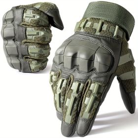 Tactical Gloves for Men - Touch Screen, Non-Slip, Full Finger Protection for Shooting, Airsoft, Military, Paintball, Motorcycle, Cycling, Hunting (Color: Green, Size: XL)
