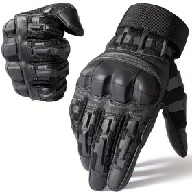 Tactical Gloves for Men - Touch Screen, Non-Slip, Full Finger Protection for Shooting, Airsoft, Military, Paintball, Motorcycle, Cycling, Hunting (Color: Black, Size: S)