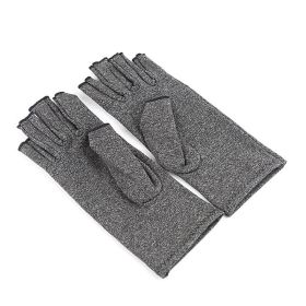 1 pair Arthritis Fingerless Compression Gloves; Outdoor Half Finger Knuckle Pressure Gloves (Buy A Size Up) (Color: Grey, Size: M)