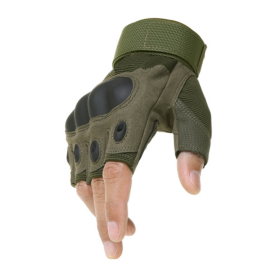 Tactical Hard Knuckle Fingerless Gloves For Hunting Shooting Airsoft Paintball (Color: Green, Size: M)