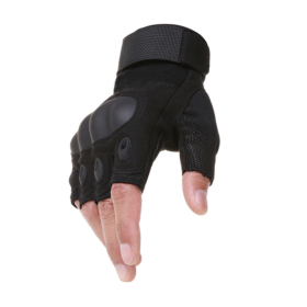 Tactical Hard Knuckle Fingerless Gloves For Hunting Shooting Airsoft Paintball (Color: Black, Size: L)