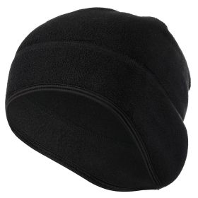 Winter Warm Ear Cover Cap Soft Men Women Ski Snowboard Cycling Beanies Hiking Polar Fleece Running Windproof Hat (Color: Black)