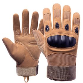 Tactical Military Gloves Half & Full Finger Options Shooting Sports Protective Fitness Motorcycle Hunting Full Finger Hiking Gloves (Color: Khaki, Size: L)