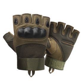 Tactical Military Gloves Half & Full Finger Options Shooting Sports Protective Fitness Motorcycle Hunting Full Finger Hiking Gloves (Color: Army green 2, Size: L)