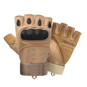 Tactical Military Gloves Half & Full Finger Options Shooting Sports Protective Fitness Motorcycle Hunting Full Finger Hiking Gloves (Color: Khaki 2, Size: M)