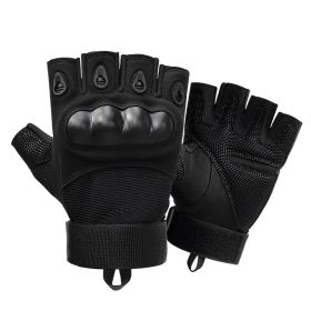 Tactical Military Gloves Half & Full Finger Options Shooting Sports Protective Fitness Motorcycle Hunting Full Finger Hiking Gloves (Color: Black 2, Size: L)