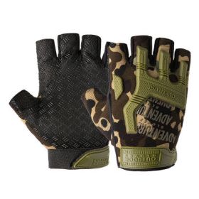Military Airsoft Gloves Tactical Shooting Combat Outdoor Hunting Hiking Anti-Slip Half / Full Finger Gloves (Color: Camo, Size: L)